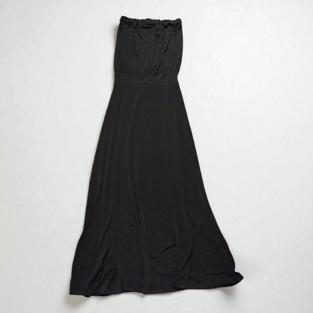 Veronica M Classic Black Strapless Maxi Dress